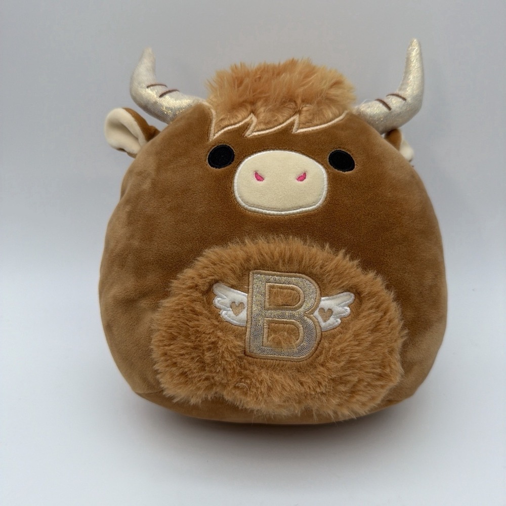 Squishmallow 8" Wilfred B Longhorn Cow Valentine Highland Bull Plush Kellytoy